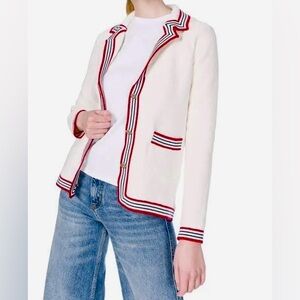 Sandro Nautical Style Cardigan in white size 0/XS
